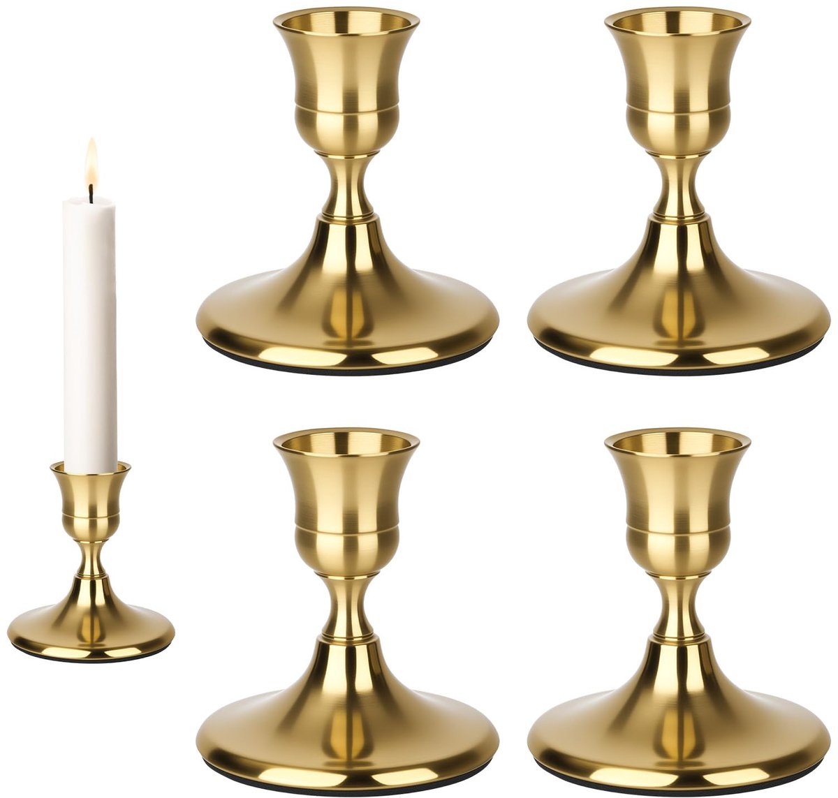 Dailygoods - Kandelaars Set van 4 - Gouden Retro Decoratie voor Feestelijke Gelegenheden
