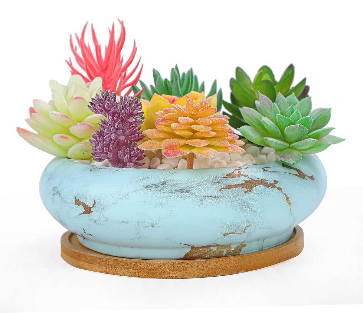 Dailygoods - Grote Succulent Pot met Afvoer - 18.5 cm Marmer Effect voor Binnen en Buiten