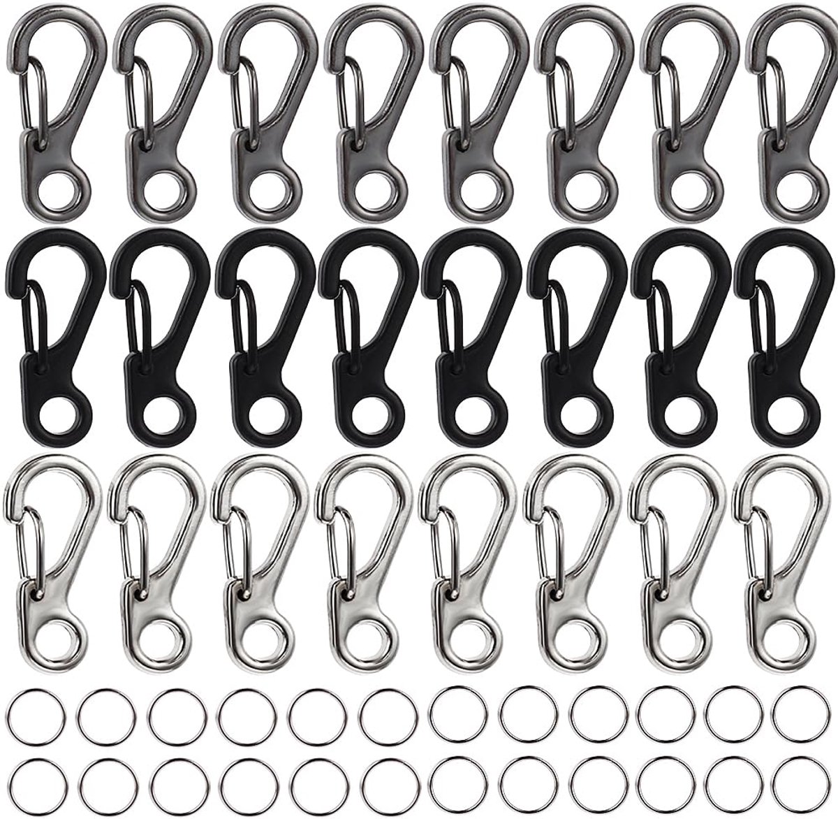Dailygoods - Mini Carabiner Set van 48 Stuks - Ideaal voor Kamperen en Wandelen