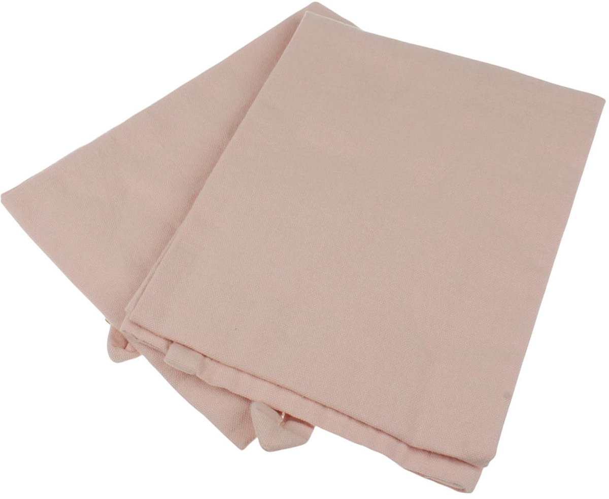 Dailygoods - Set van 2 Theedoeken - Antiek Roze Katoen