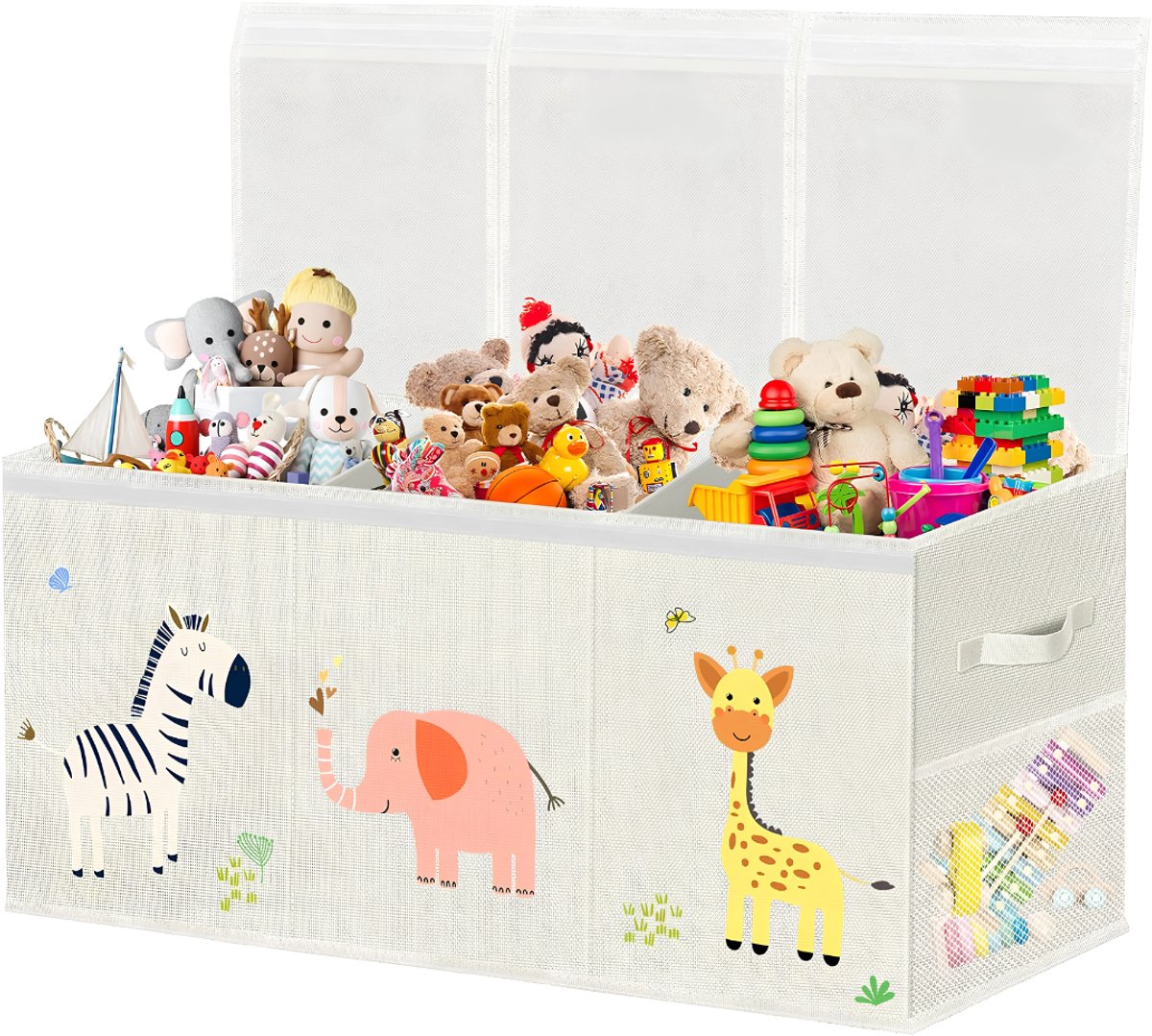 JCP® Speelgoedkist - 130L - Speelgoeddoos met Deksel - Speelgoedopberger - Beige - 40cm x 36cm x 9cm