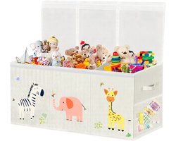 Speelgoedkist - 130L - Speelgoeddoos met Deksel - Speelgoedopberger - Beige - 40cm x 36cm x 9cm