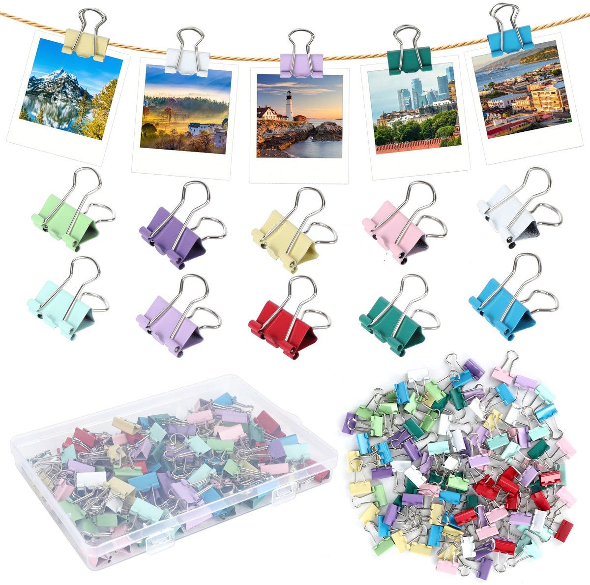 Dailygoods - 100 Stuks Foldback Nietjes - Metalen Klemmen voor Documenten met Opbergdoos