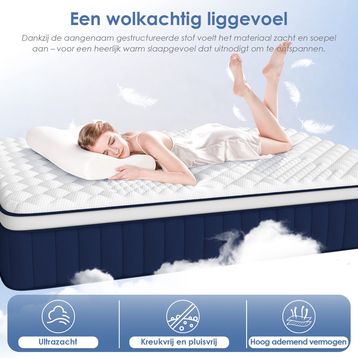 Lexzurn Matras 100x200 cm - Pocketvering Matras thumbnail 5