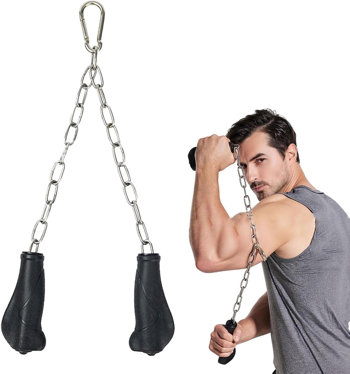 Triceps Touw - Fitness Accessoire - Kracht Training - Ergonomisch Ontwerp - 25 cm Lengte - Zwart