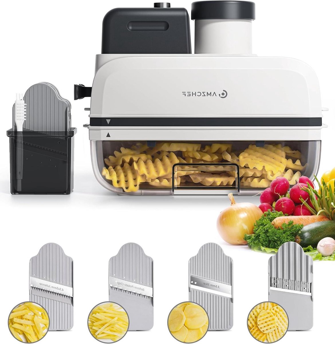 Keukenmachine Groentesnijder - Wafelsnijder Frietsnijder - Creatief Koken - Direct Snijsysteem - 38 Kilogram - Zilver