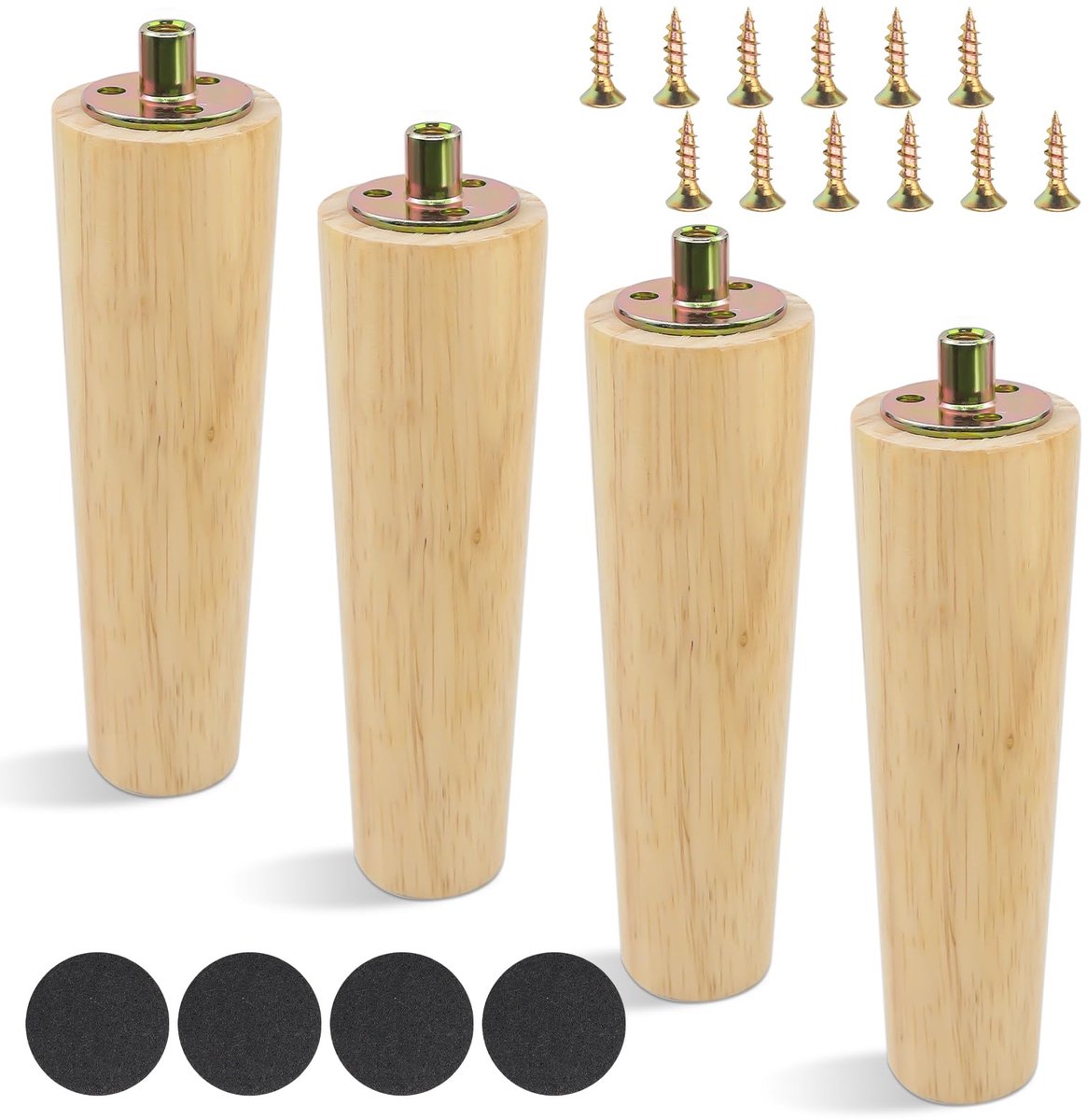 Dailygoods - Meubelpoten, 4 stuks, 15 cm, Conisch Hout voor Meubels