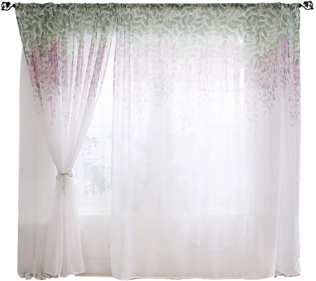 Dailygoods - Transparant Raamgordijn - Voile Gordijnen voor Woonkamer en Slaapkamer (Paars