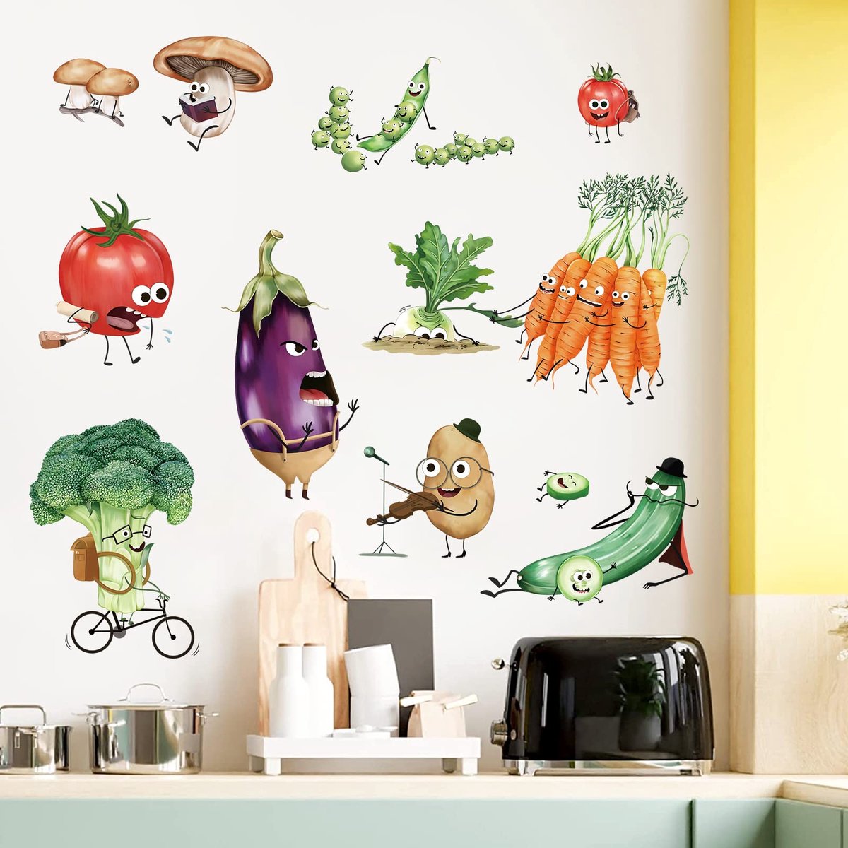 Dailygoods - Wondever Keuken Wandstickers - Schattige Groenten Plakstickers voor Keuken en Koelkast