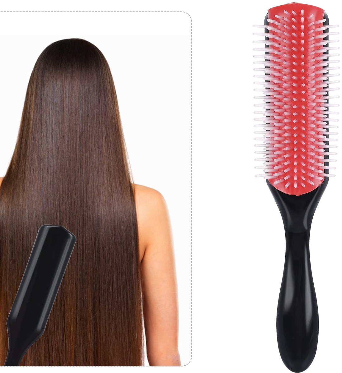 Dailygoods - 9-Row Haarborstel voor Krullend Haar - Professionele Styling Borstel