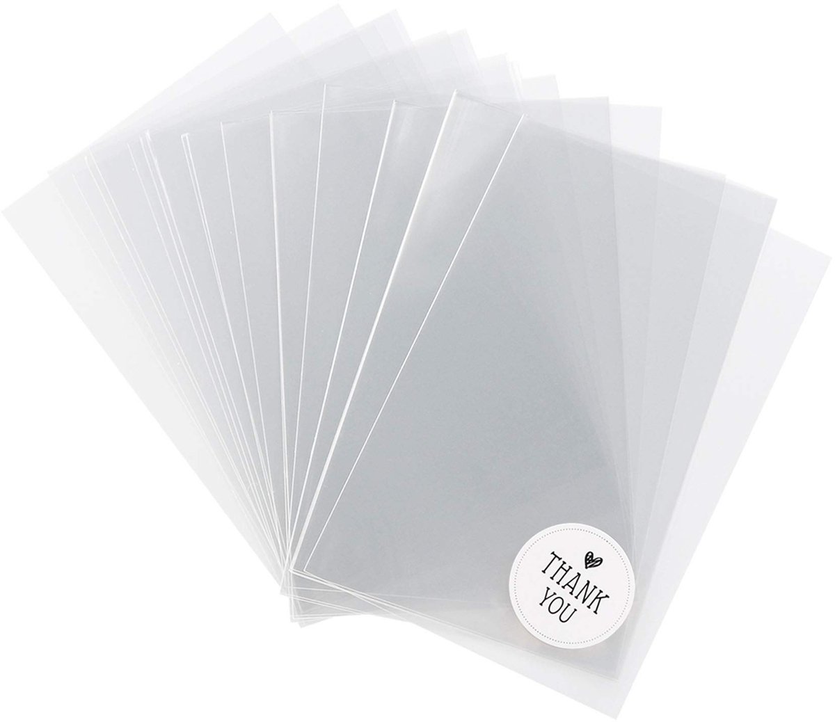 Dailygoods - 200 Stuks Doorzichtige Platte Cellofaan Traktatiezakken met Stickers