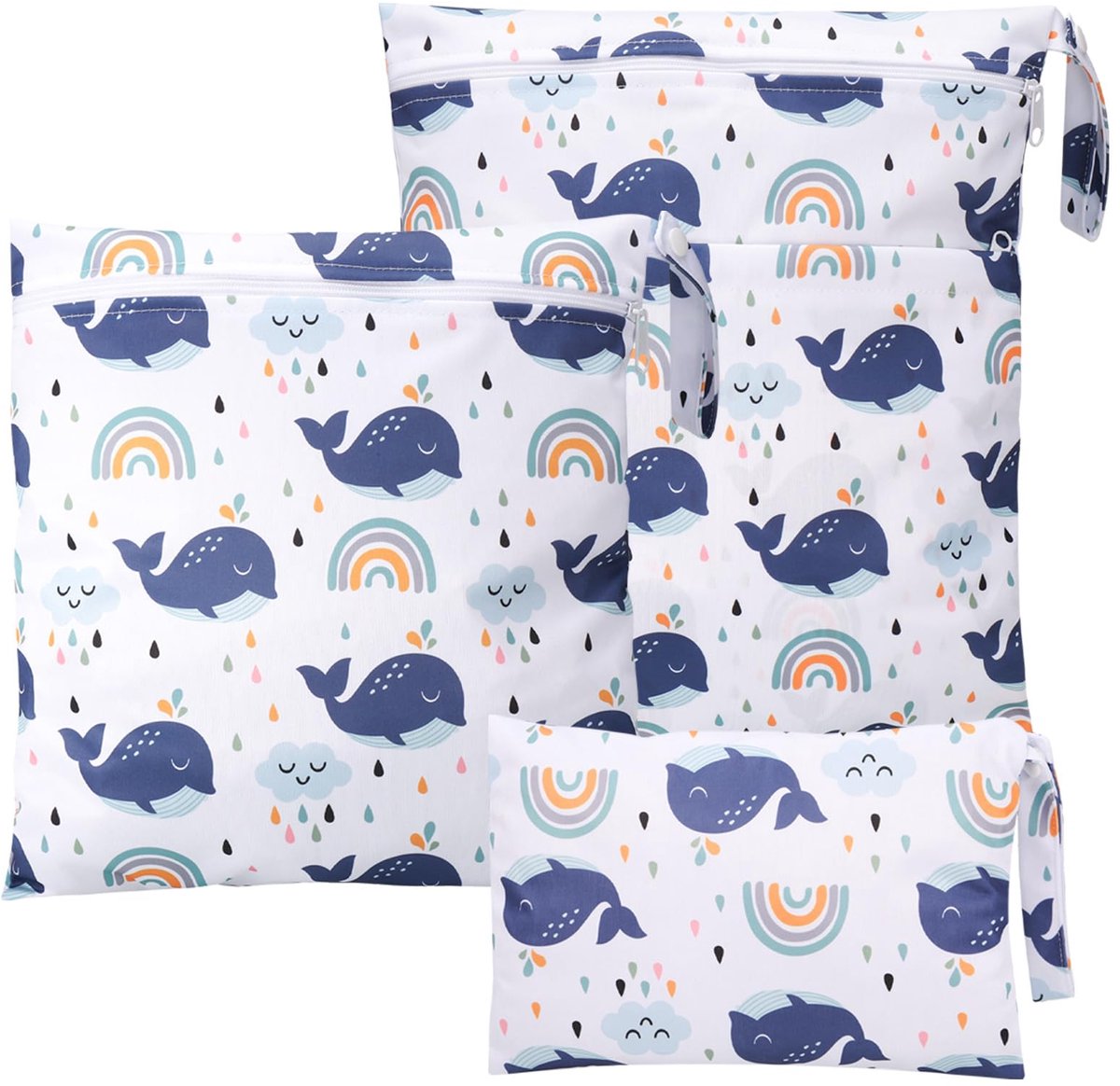 Dailygoods - 3 Stuks Herbruikbare Natzak voor Wasbare Luiers - Waterproof Diaper Bag in Blauw