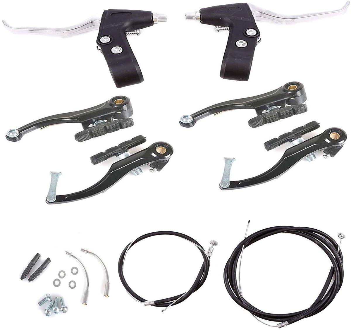 Dailygoods- Remhendels Hoogwaardige Kwaliteit - Remkabels - V-remmen/U-remmen - Voor- en Achterrem - Geschikt voor Mountainbike/Racefiets - Inclusief Bevestigingen