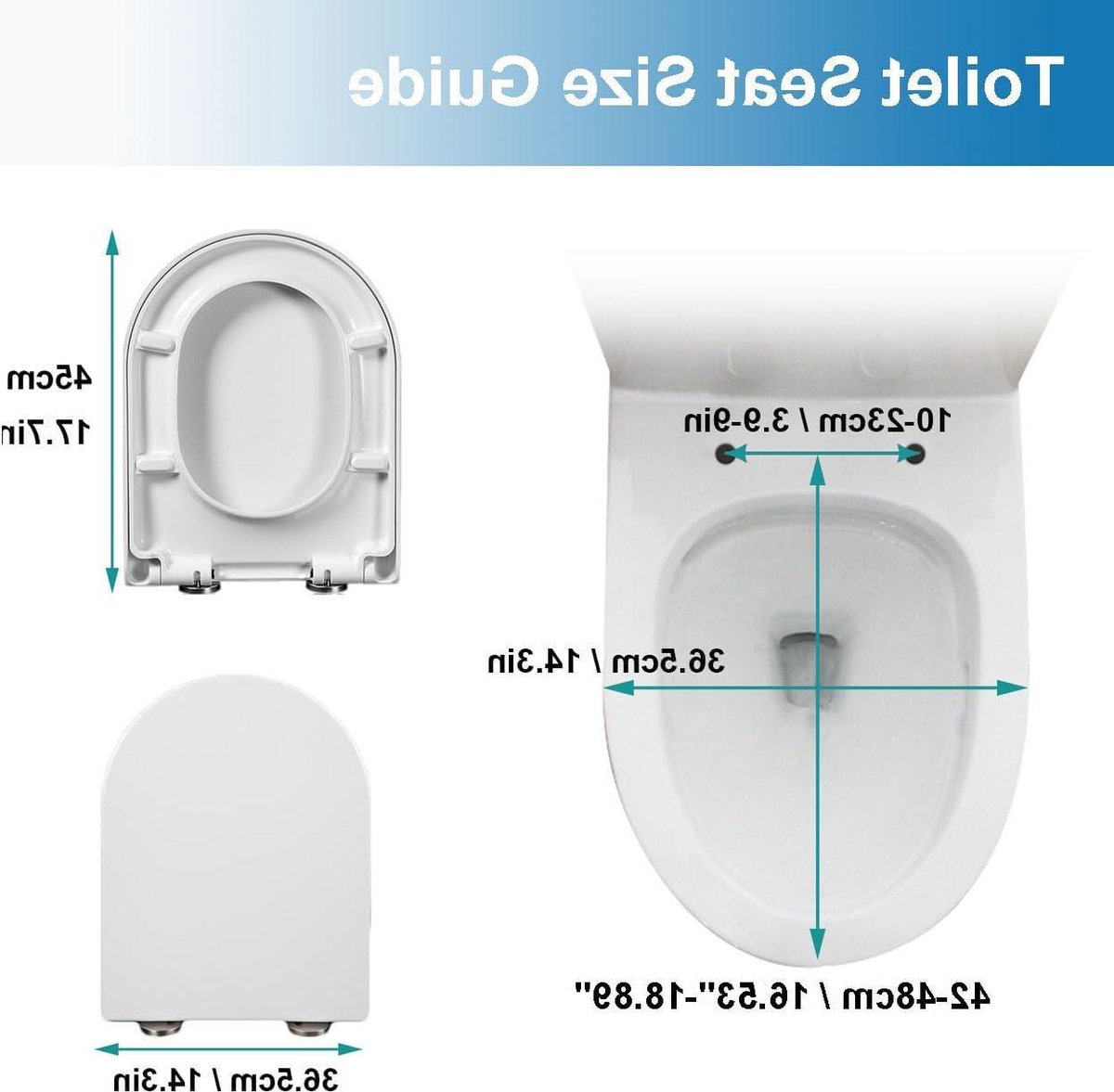 Toiletbril D-vorm - Softclose deksel - Badkamer vernieuwen - Snelle reiniging - 36 x 45 cm - Wit