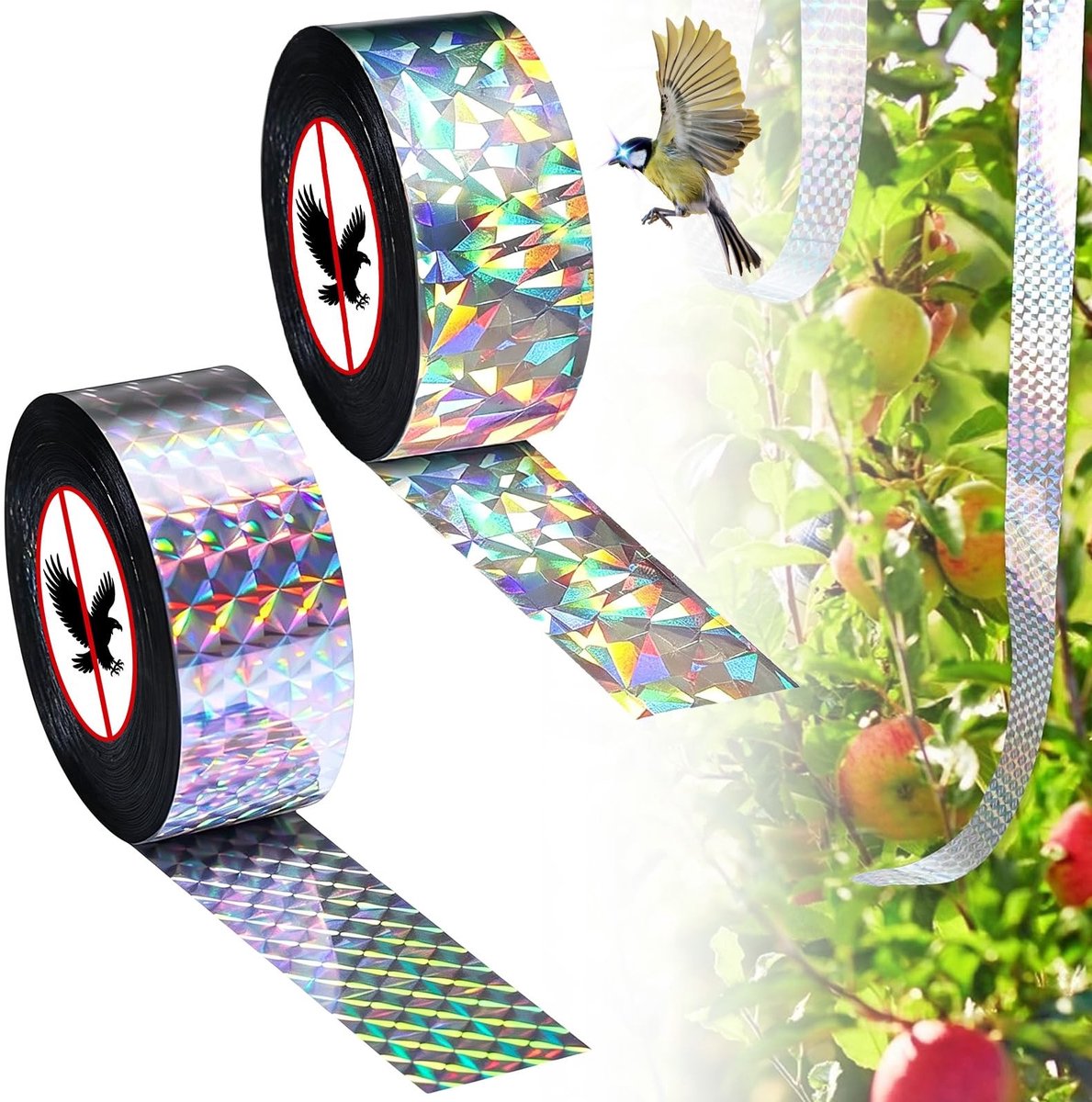 Dailygoods- Vogelband 80 m x 2,4 cm - Vogelafweer - Rol - 2 Stuks - Effectieve Bescherming - Duurzaam Materiaal - Vogelafschrikking