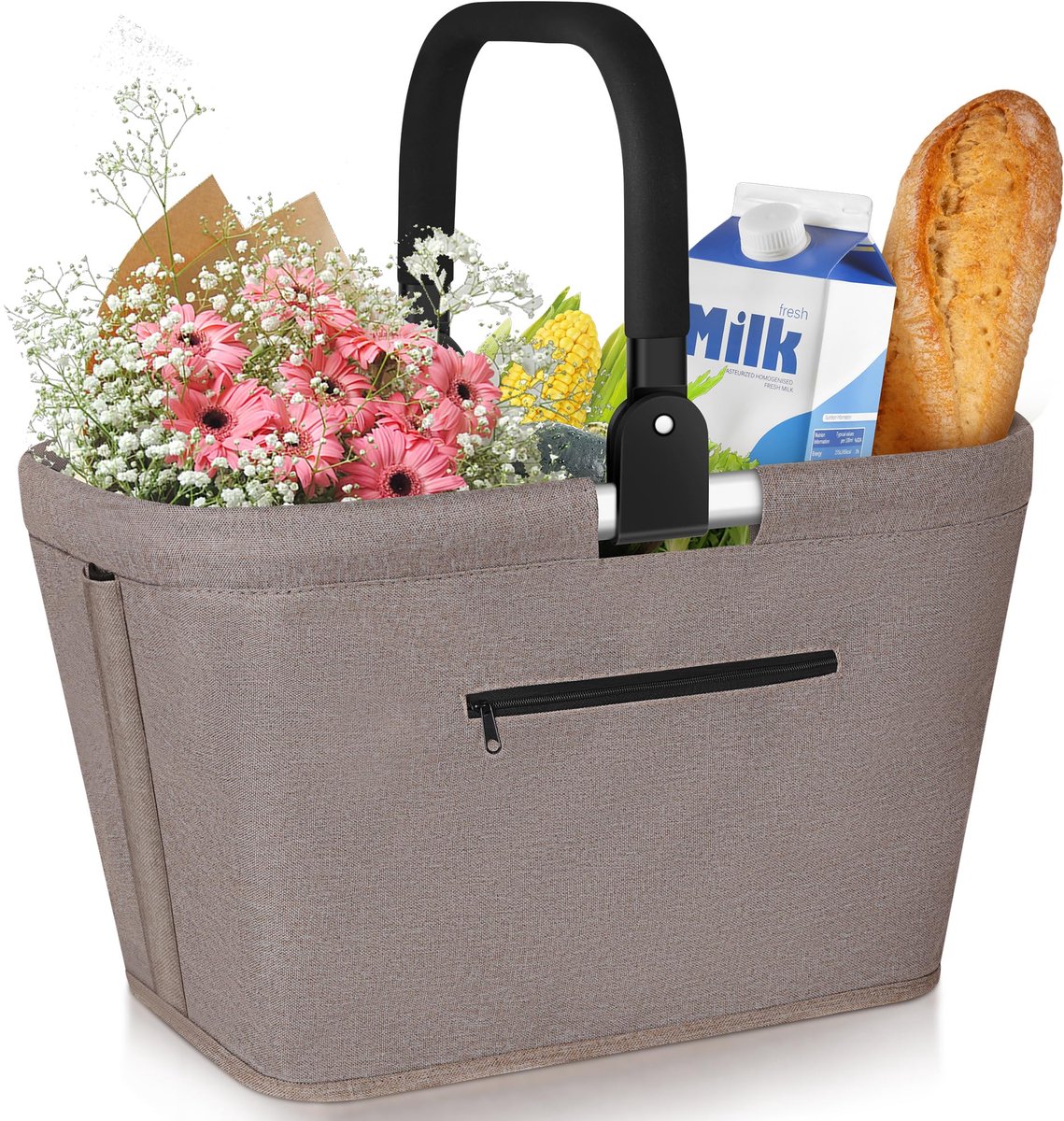Dailygoods - Opvouwbare Boodschappenmand 25L - Gevoerde Handgrepen voor Gemakkelijk Transport