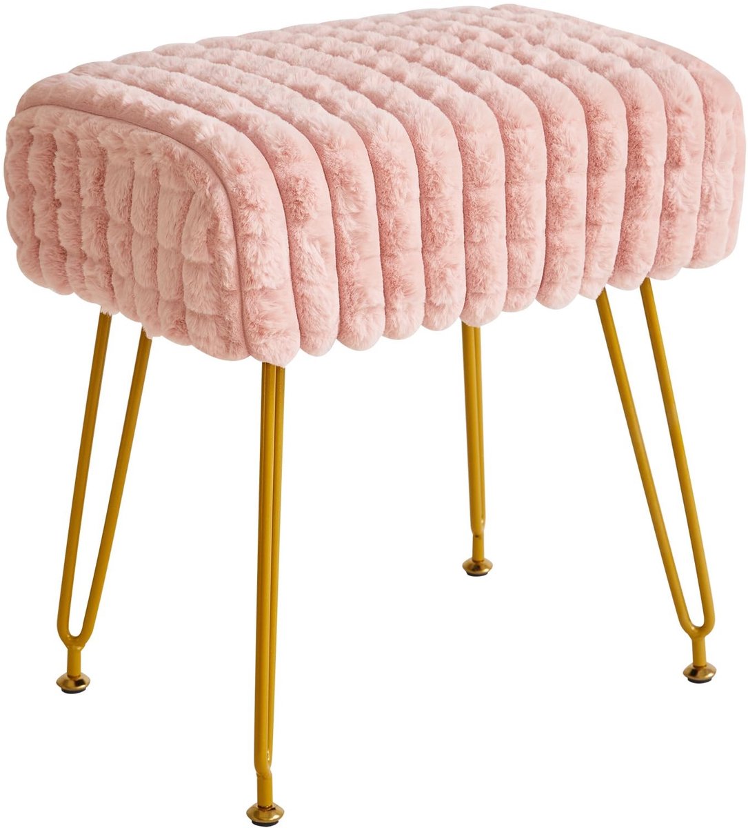 Dailygoods - Luxe Velvet Voetenbank met Gouden Stalen Poten - Ideaal voor Makeup Kamer en