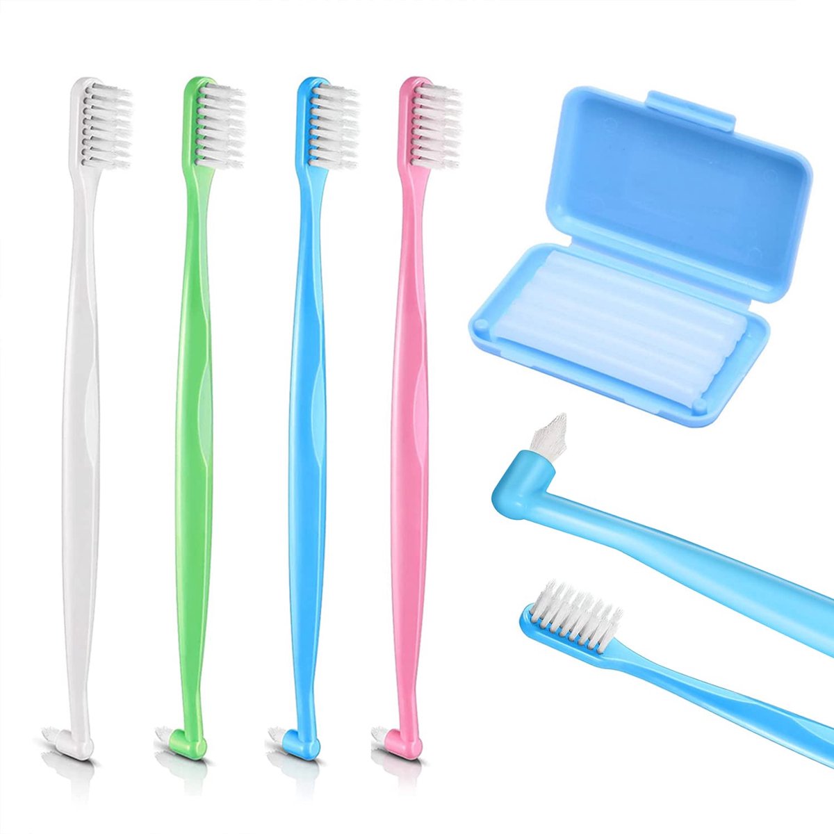 Dailygoods - Tandenborstelset voor Beugels - 4 Tandenborstels, 1 Beugelwas