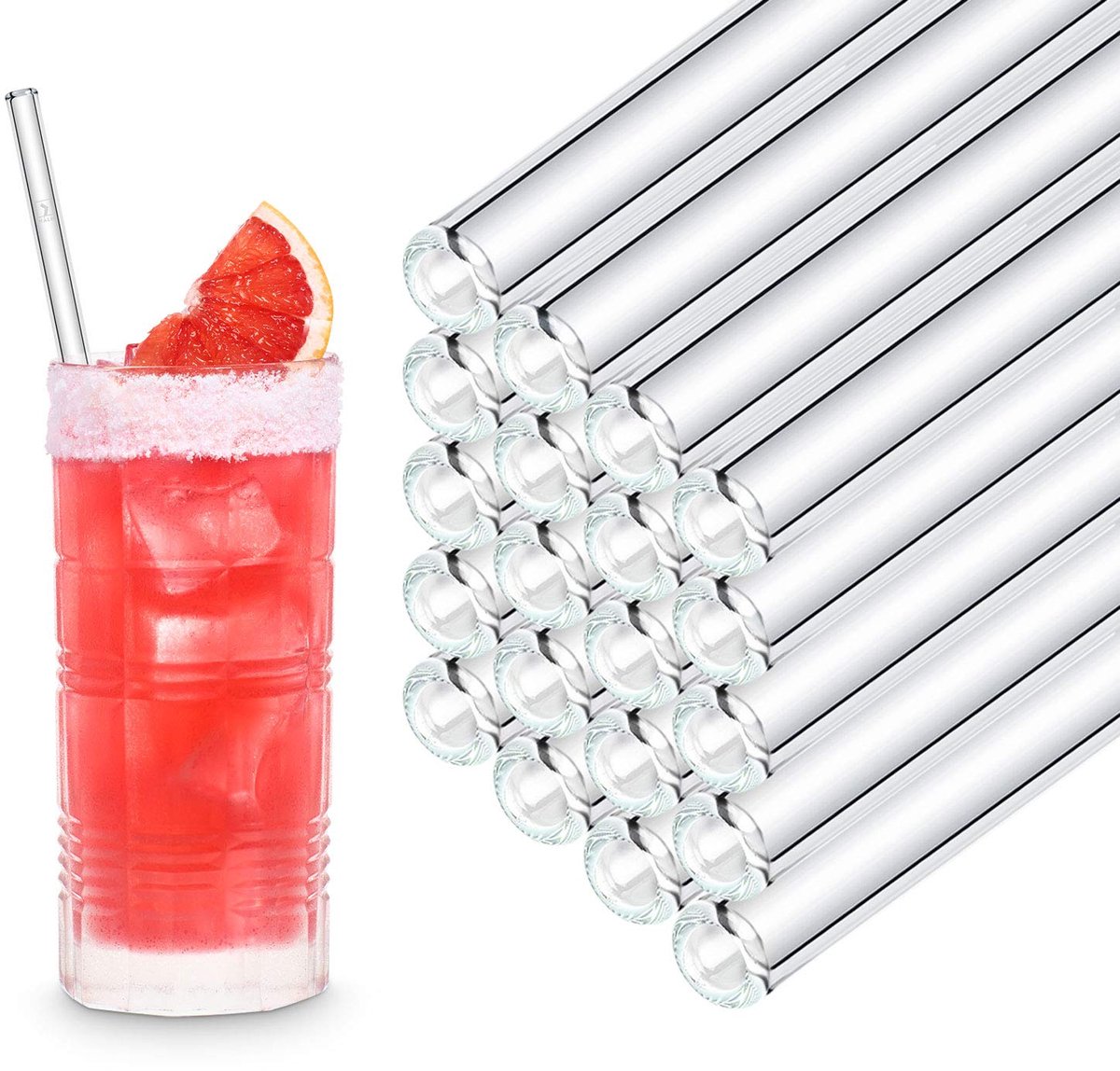 Dailygoods - Herbruikbare Glazen Drinkrietjes - 50 Stuks - 23 cm voor Bars en Restaurants