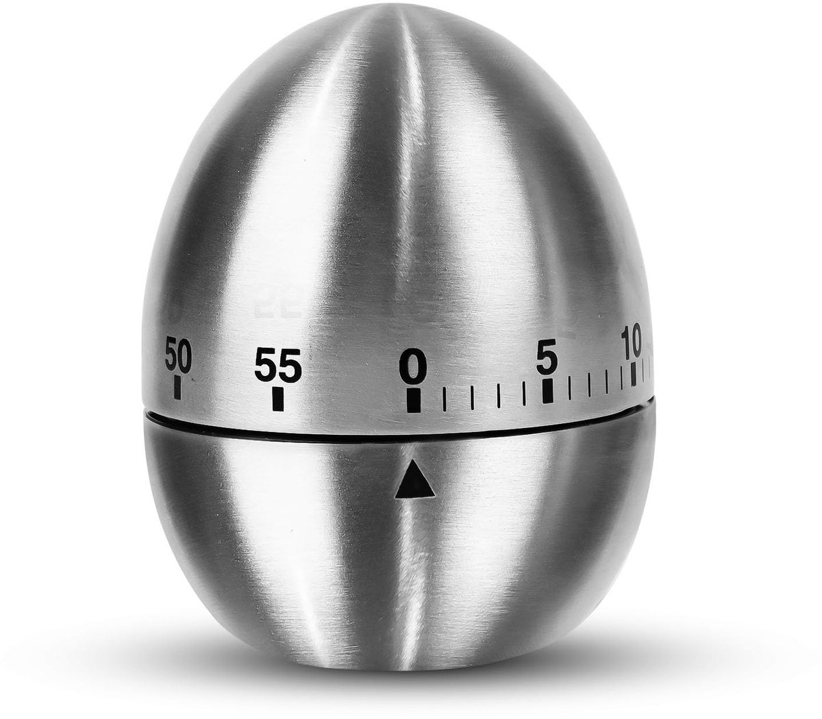 Dailygoods- Eierwekker Mechanisch - Keukenwekker - 55 Minuten Timer - Eivormig - Roestvrij Staal - Duidelijke Markeringen