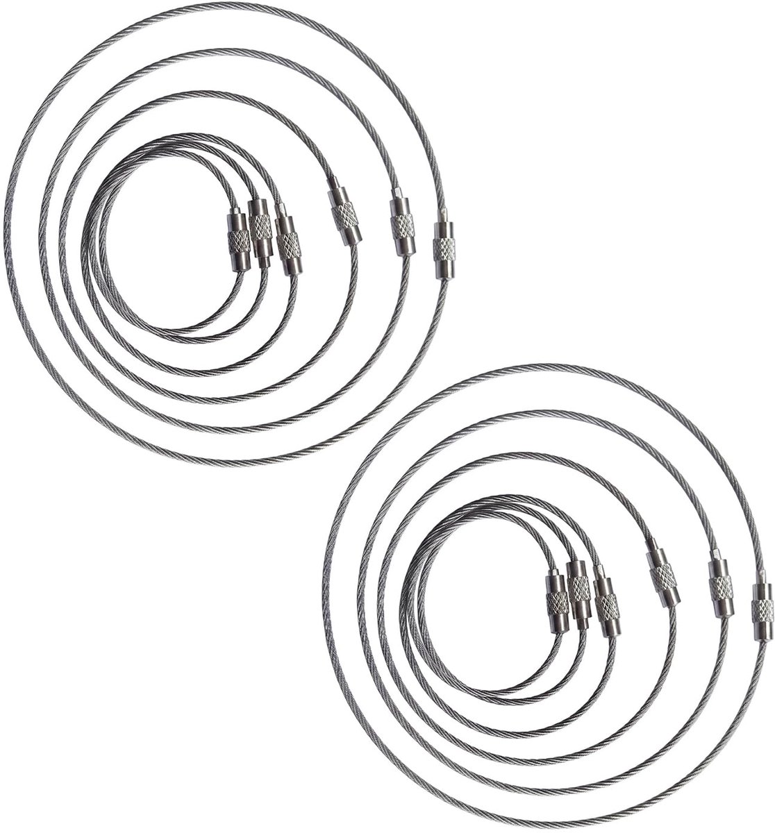 Dailygoods - 12 Stuks Sleutelhanger Touw - Roestvrij Staal met Draaibare Gesp