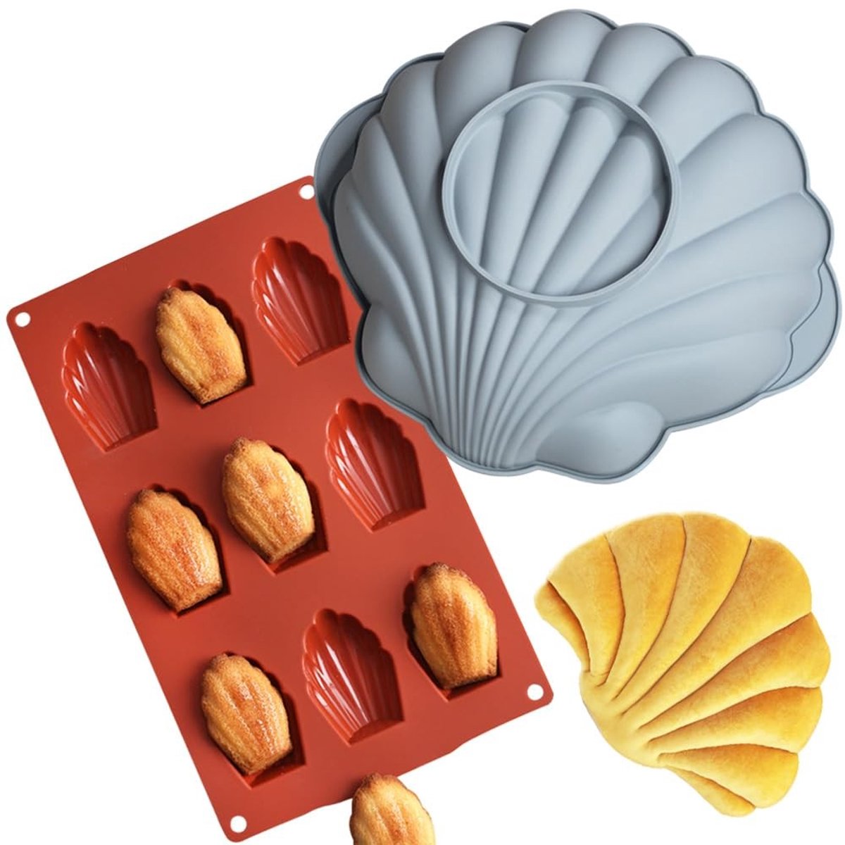 Dailygoods - Silicone Mallen voor Madeleine en Chocolade - Set van 2