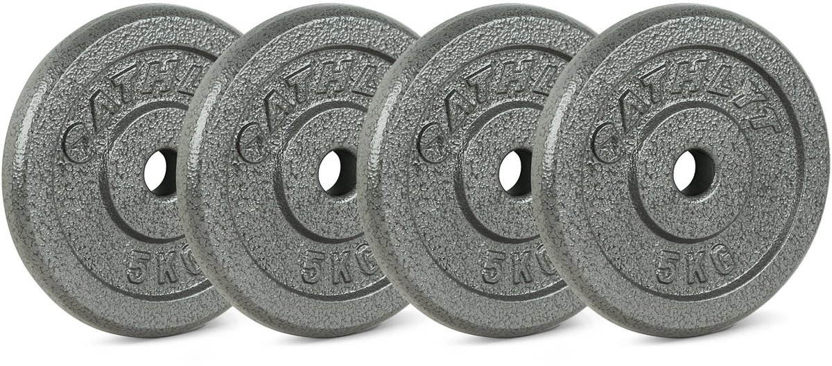 SnelShoppen - Gietijzeren Halterschijven 1-inch - 4 x 5 kg Zwart - Gewichtsschijven voor Fitness, Thuis Gym, Bodybuilding, Krachttraining, Sportaccess