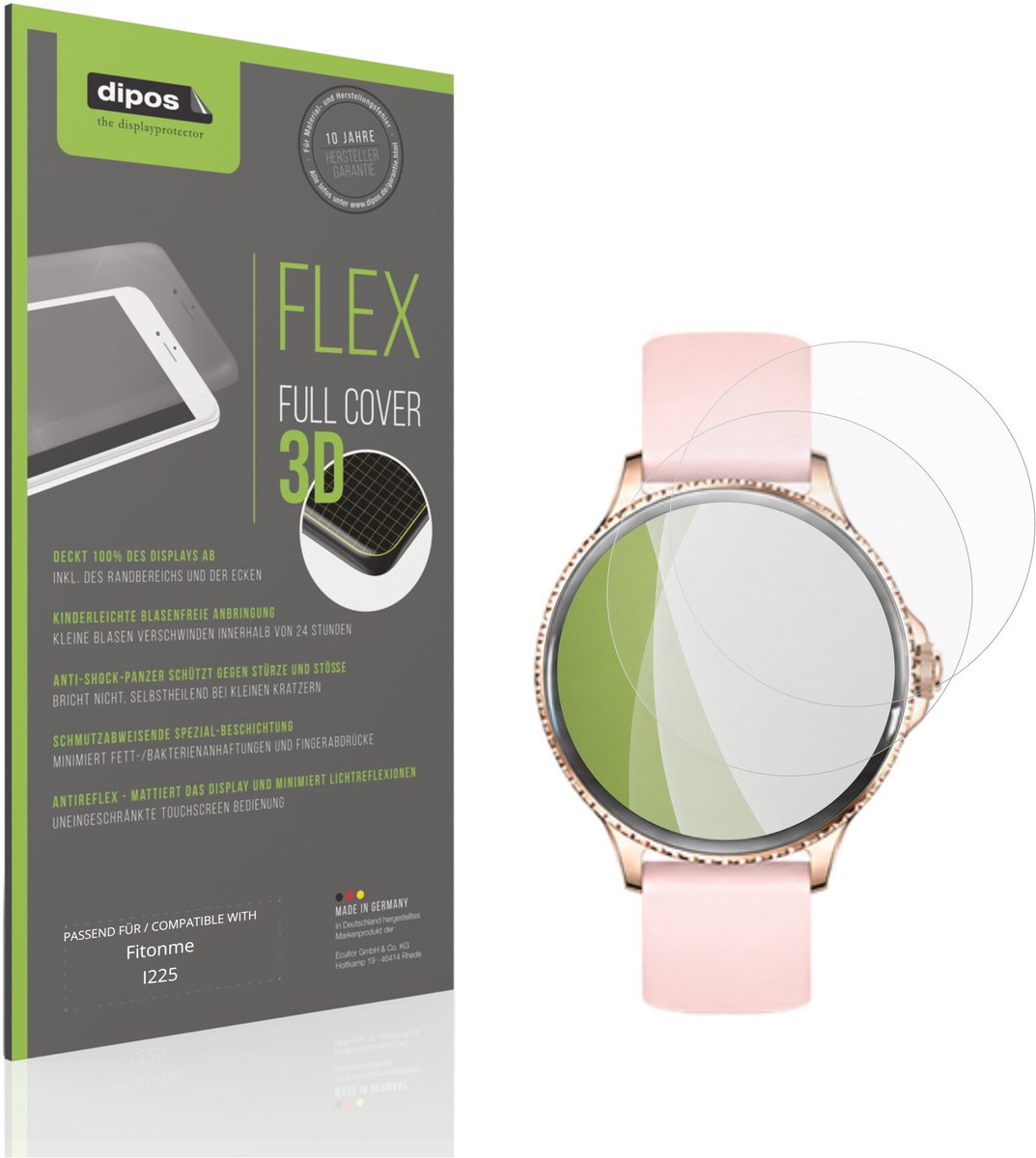 dipos FLEX – 2x Matte Screenprotector geschikt voor Fitonme I225 | Volledige Schermbescherming | Case-Friendly