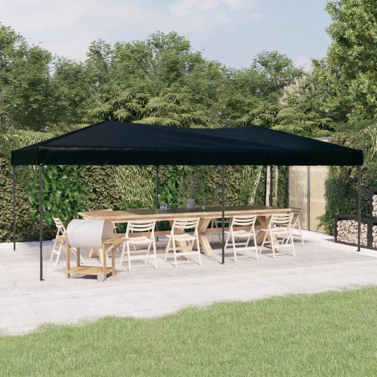 Opvouwbare Partytent - Tuinpaviljoen Feesttent - Buitenfeesten Organiseren - UV- en Waterdicht - 3 x 6 m - Zwart
