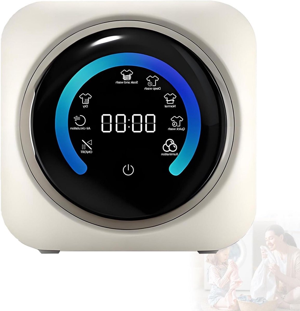 Mini Wasmachine en Droger Compacte Waskolom Delicaat Wassen 2-in-1 Functie 3.5L Wit