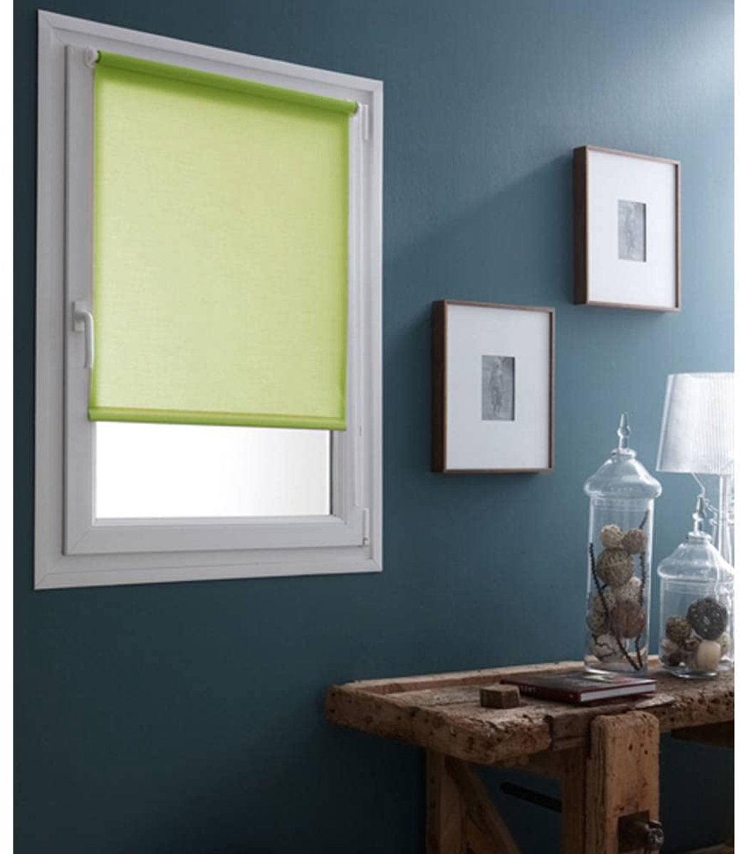 SnelShoppen - Rolgordijn zonder boren, lichtgroen, 46 x 170 cm, Easy serie met clip-bevestiging, 100% polyester, perfect voor woonkamer, keuken, slaap