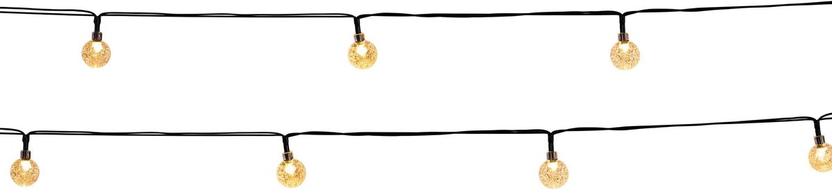 SnelShoppen - Lichtsnoer op Zonne-energie, 20 Glinsterende Bollen, Warmwit, 5,80 m, Feestverlichting voor Tuin, Camping, Balkon en Evenementen