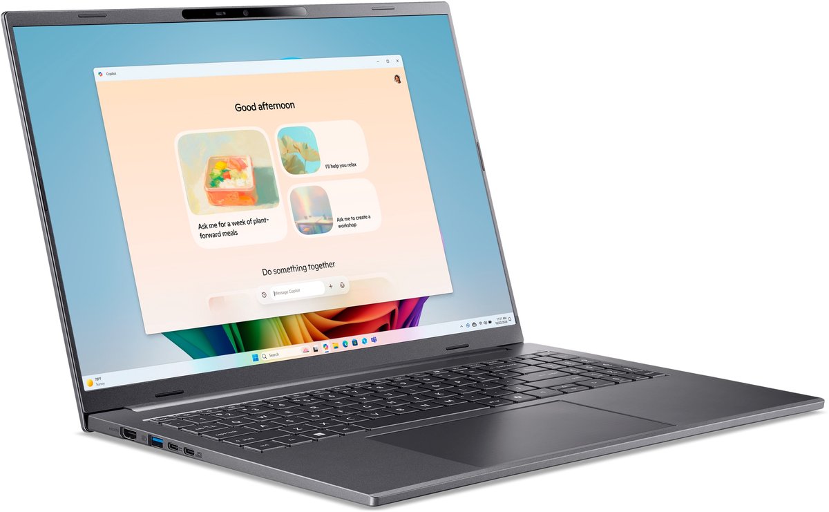 Aspire 16 AI A16-61M-R11Y - Copilot+ - Laptop - 16 inch 120Hz - AMD Ryzen AI 5 - 32GB - 512GB SSD - Verlicht toetsenbord - Grijs thumbnail 3