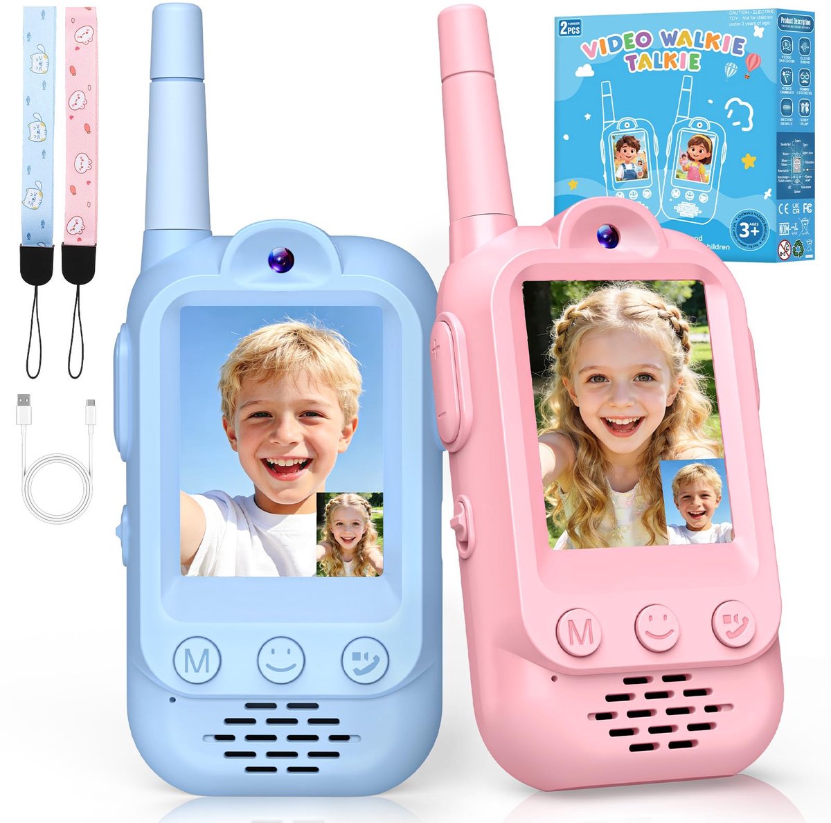 SnelShoppen - iKidiki Video Walkietalkie Kinderen Oplaadbaar met Camera voor Buiten, Verjaardagscadeau voor Jongens en Meisjes, Geschikt voor 3-12 Jaa