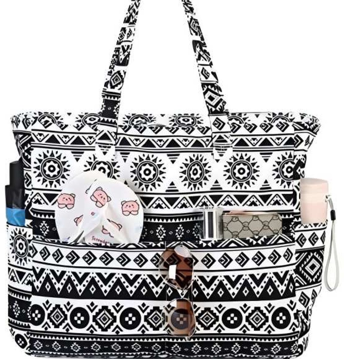 Extra grote strandtas voor dames, extra grote opvouwbare strandtas van mesh met ritssluiting en groot vak, geschikt voor strand, reizen, de sportschool en het zwembad,sterrenbeeld
