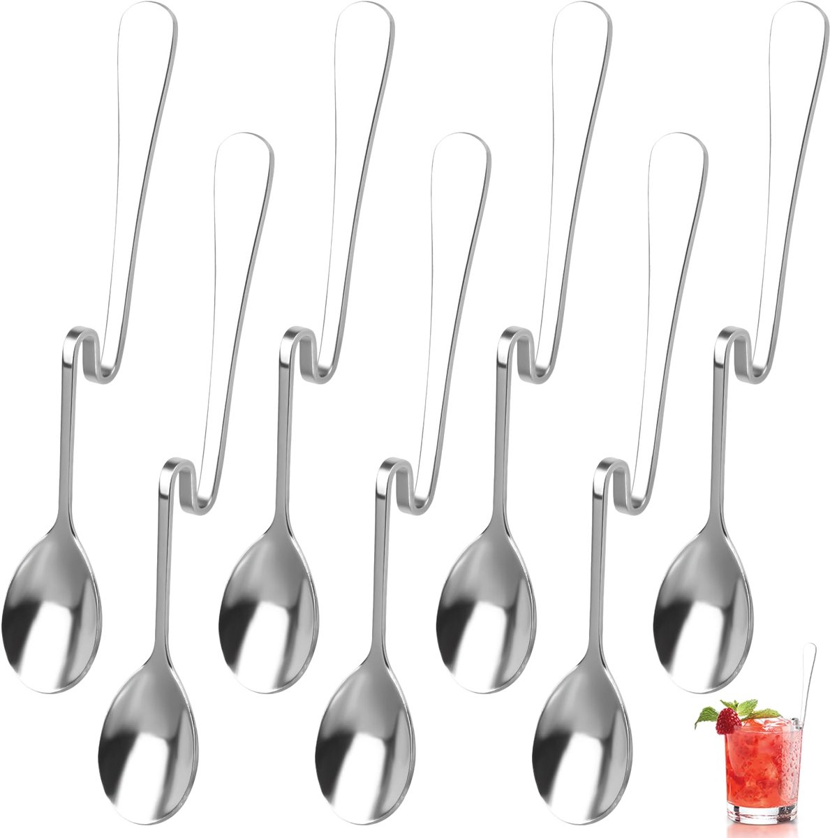 Dailygoods - Lange Lepels Set van 7 - Ideaal voor IJs en Koffie