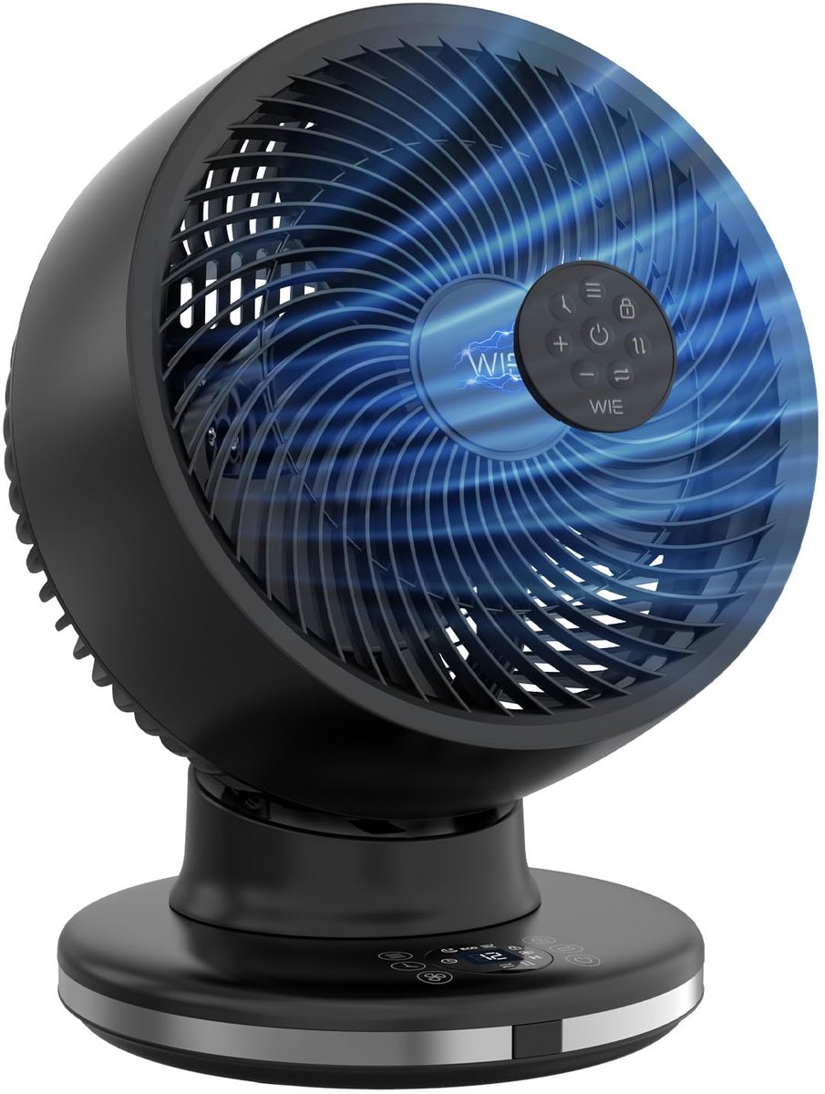 SnelShoppen - Stille Tafelventilator 28 dB met 4 Modi, 12 Snelheden, 90° Oscillatie, Luchtcirculator met Afstandsbediening, 12-Uurs Timer, Compact en