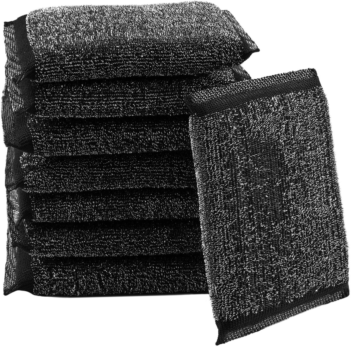 Dailygoods- Keukensponzen 8 Stuks - Krasbestendig - Vaatwasserbestendig - Roestvrij Staal - Metaaldraad - 13×8,5×2cm - Schuurpads