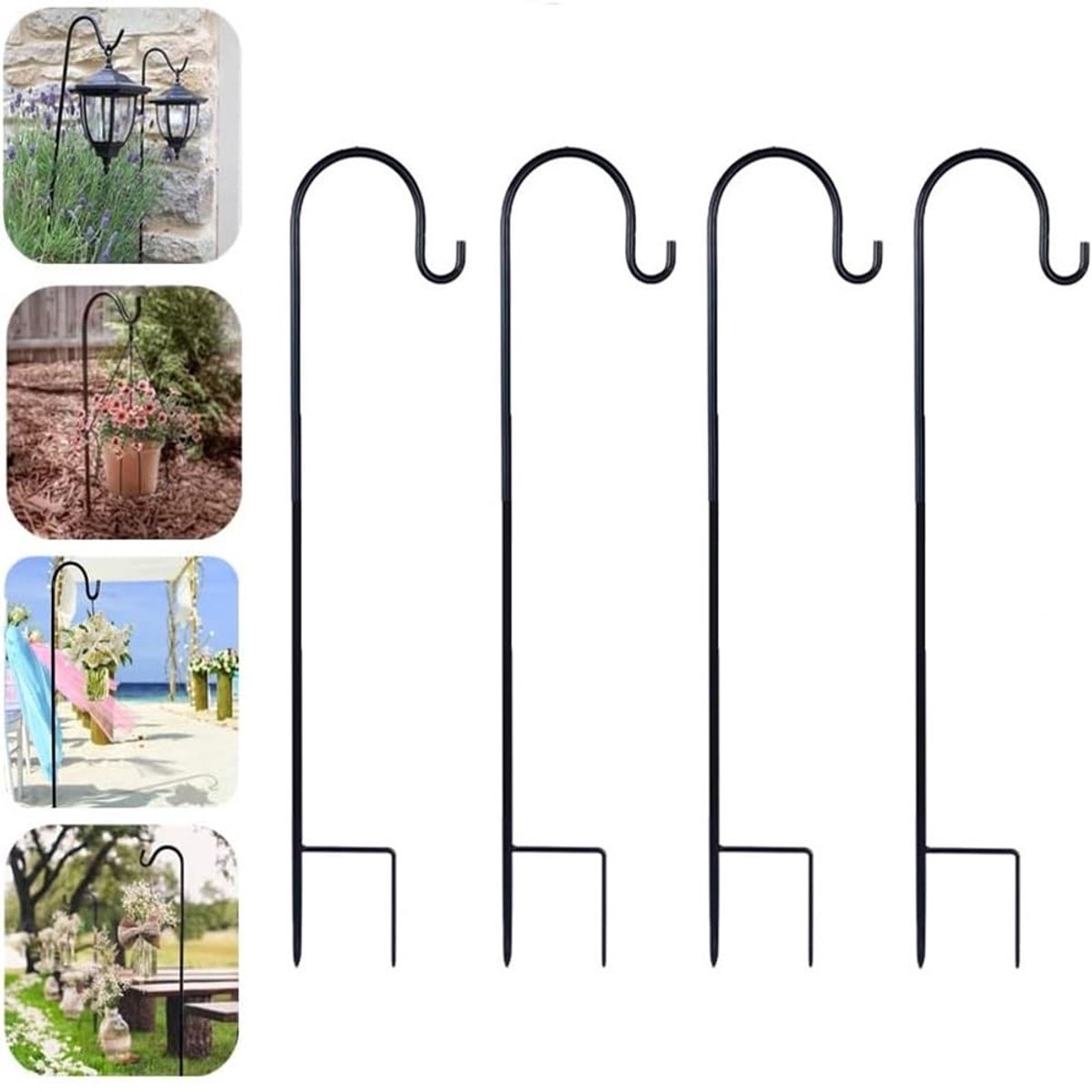 Dailygoods- Tuinhaken 81 cm - Verstelbare Haken - Metalen Tuinpalen - Sterk/Duurzaam - Voor Bloempotten/Lantaarns - Roestbestendige Coating - Tuinpaal