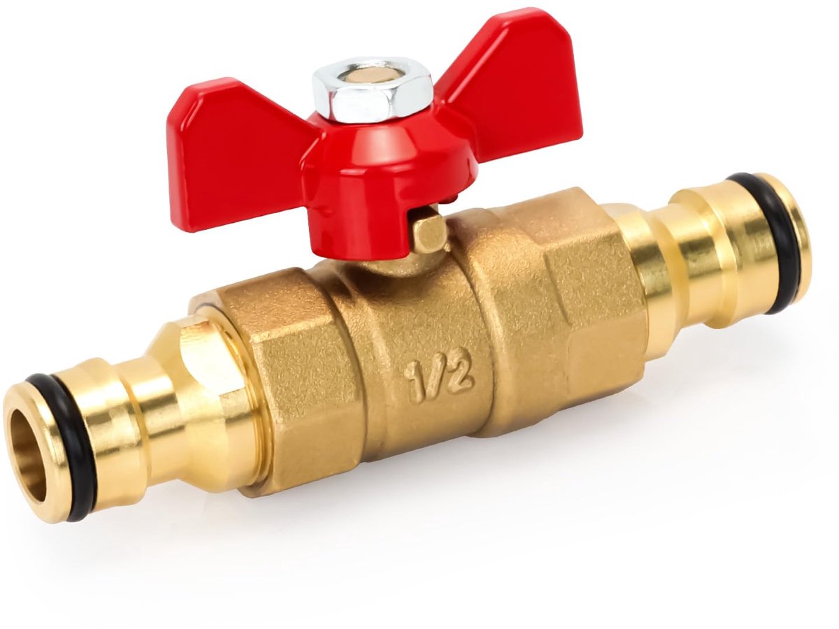 Dailygoods- Waterafsluitventiel met snelsluiting - Messing Connector - Regelklep - Tuinslang/Pijp - Slanghaspels/Tanks - Duurzame Constructie - Tuinconnector