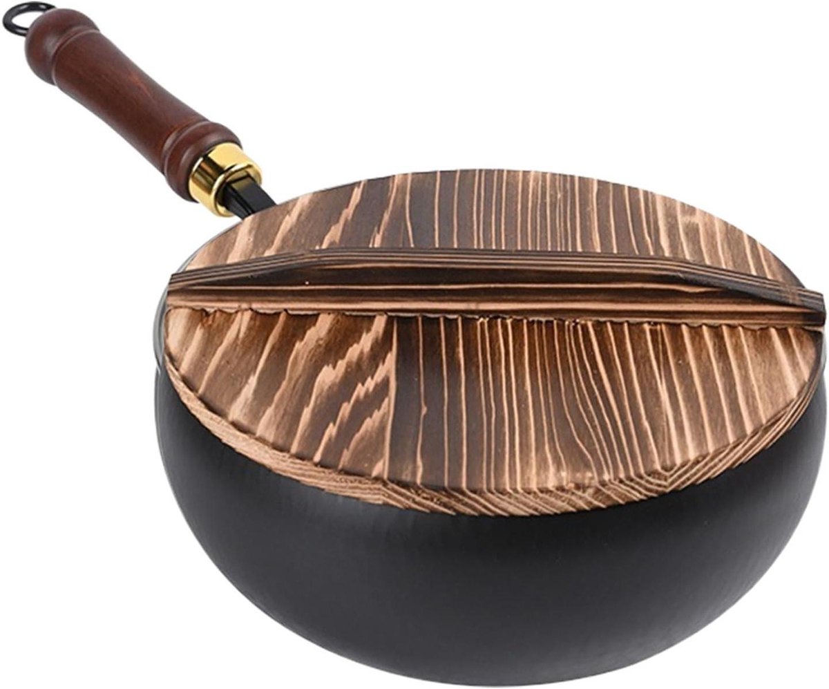 Wokpan Gietijzer - Roerbakpan Antiaanbak - Koken en Bakken - Handgemaakte Textuur - 24cm - Gepatrooneerd