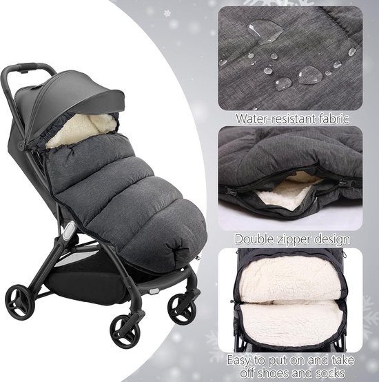 Baby Voetenzak - Kinderwagen Zak - Warm Blijven - Verlengd Dubbellaags Design - 100 cm - Grijs — afbeelding 3