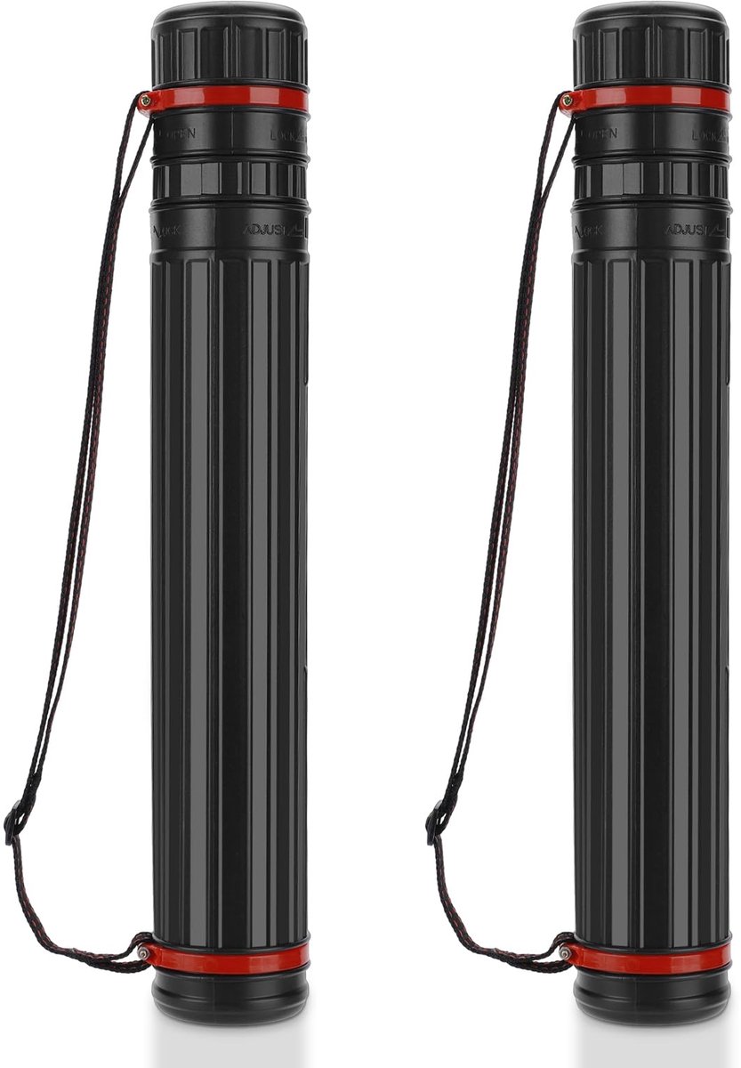 SnelShoppen - DEWEL 2-pack telescopische posterrol A1, transportrol voor posters, tekenrol met verstelbare lengte en draagriem, kunststof houder voor
