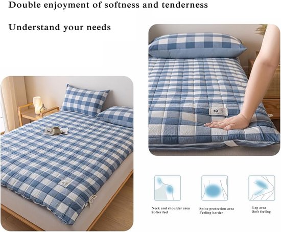 Opvouwbare Matras - Futon Vloerbed - Comfortabel Slapen - Dikke Katoen Vulling - 90x200cm - Grijs — afbeelding 4