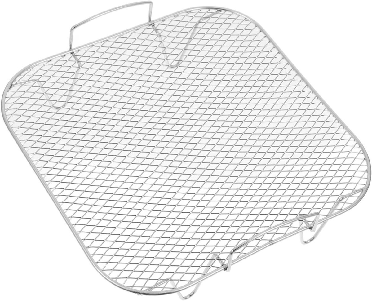 Airfryer Grillrek Roestvrijstalen Rek Efficiënt Koken Optimale Warmteverdeling 23 x 22.8 x 8 cm Zilver