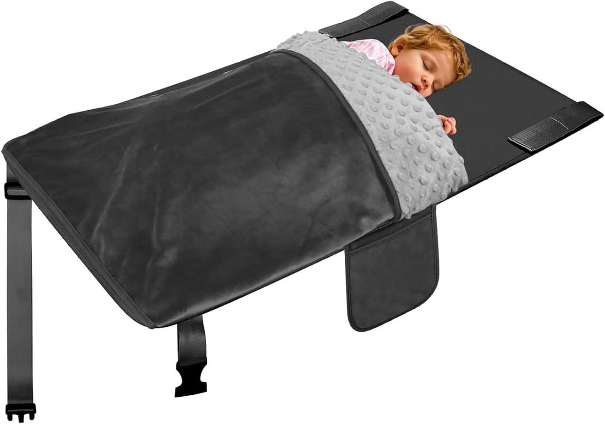 Peuter Vliegtuigbed - Reisbed Kinderen - Comfortabel Reizen - Vlakke Ruimte Creëren - 80 x 45 cm - Zwart