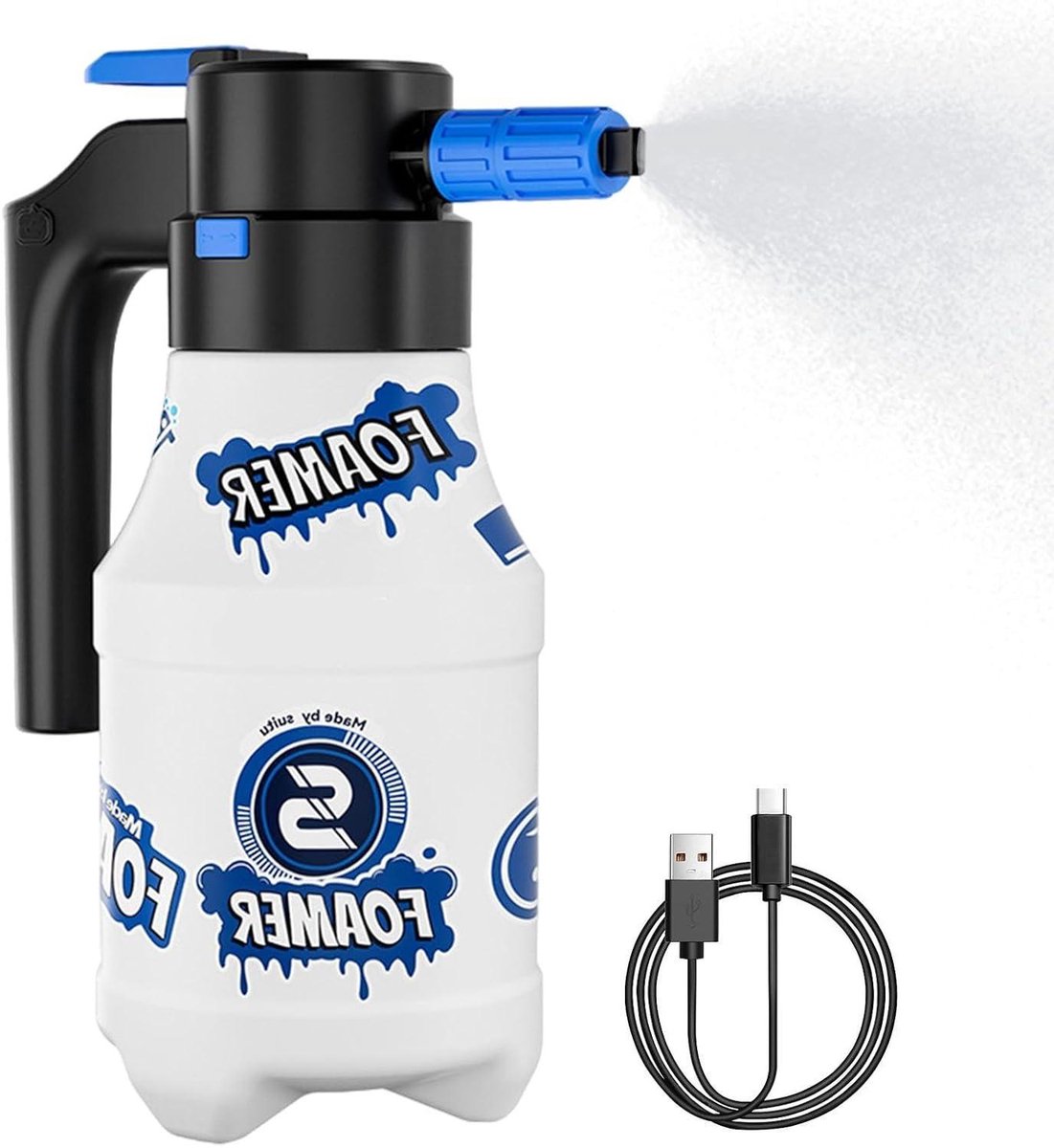 Schuimspuit Fles - Drukspuit Tuin - Auto Wassen - Elektrische Schuimspuit - 1.5L - Wit