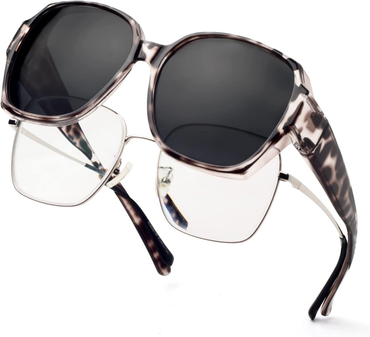 SnelShoppen - Gepolariseerde Overzet Zonnebril voor Dames - UV-Bescherming, Ultraleicht, Clip On Zonnebril voor Brildragers, Perfect voor Zomer, Vakan