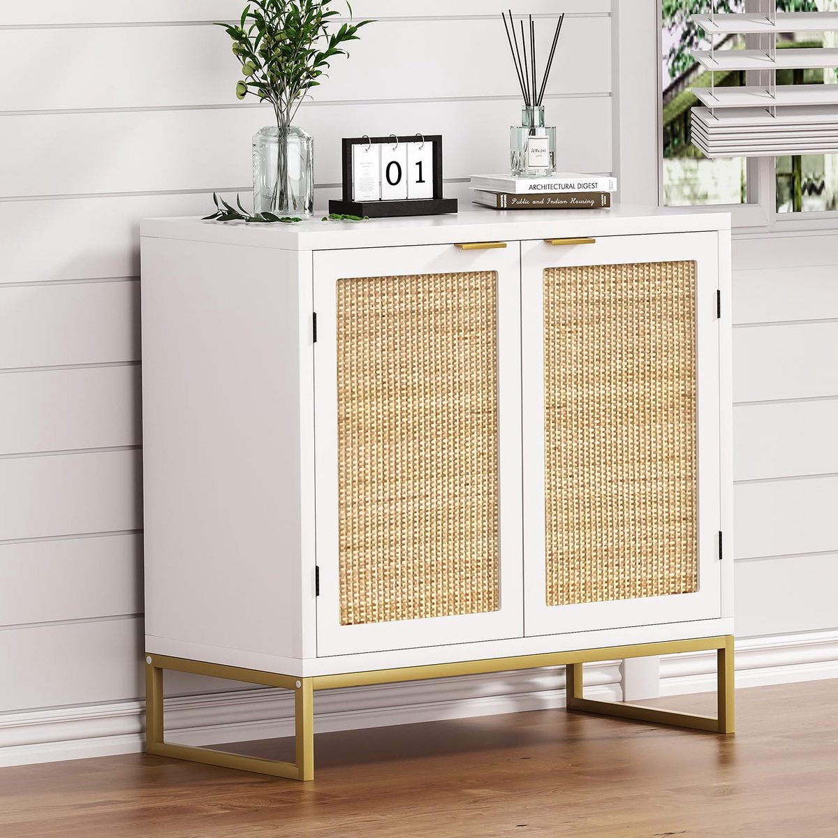 SnelShoppen - Keukenkast Sideboard met Laden, Opbergkast met 2 Deuren, Verstelbare Plank, Buffetkast voor Woonkamer en Keuken, 80 x 35 x 74,5 cm, Hout