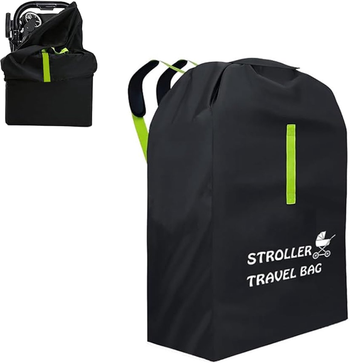 SnelShoppen - BNGXR Transporttas Kinderwagen - Grote Reis- en Beschermhoes voor Vliegtuig, Rolstoelen en Opslag - Waterafstotend, Modern Zwart, 120x63